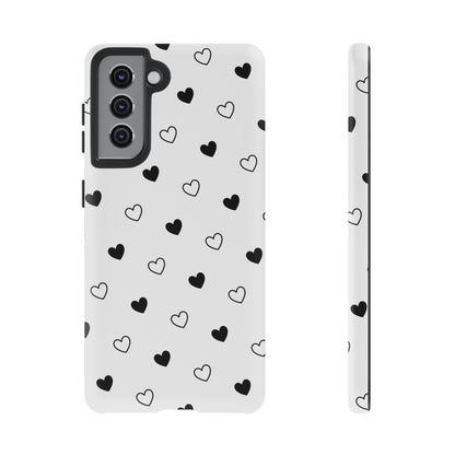 Black Hearts Minimal Tough Phone Case