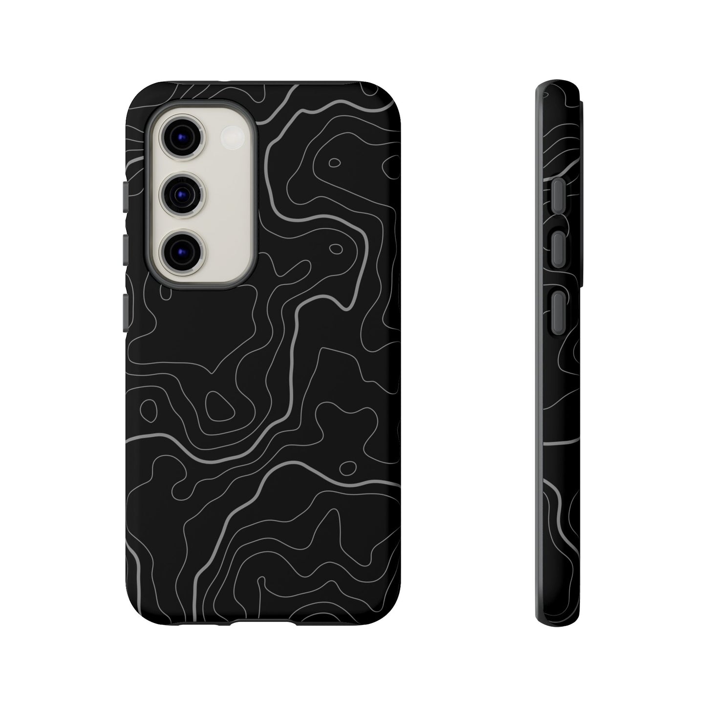 Black Topographic Tough Phone Case