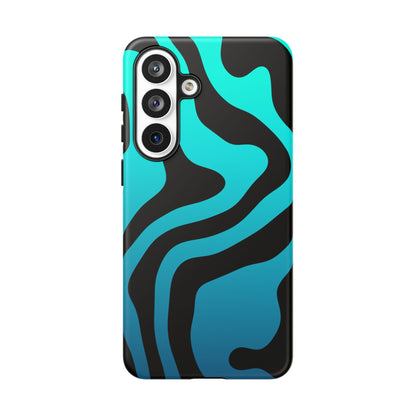 Black Aqua Wave Tough Phone Case