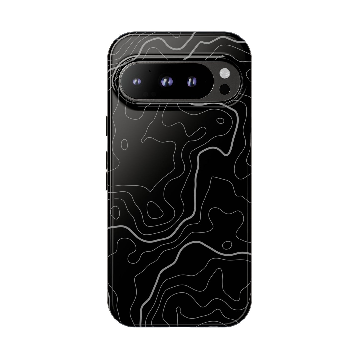 Black Topographic Tough Phone Case