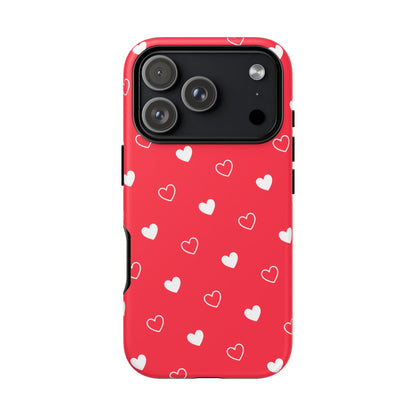Cherry Red Heart Pattern Tough Phone Case