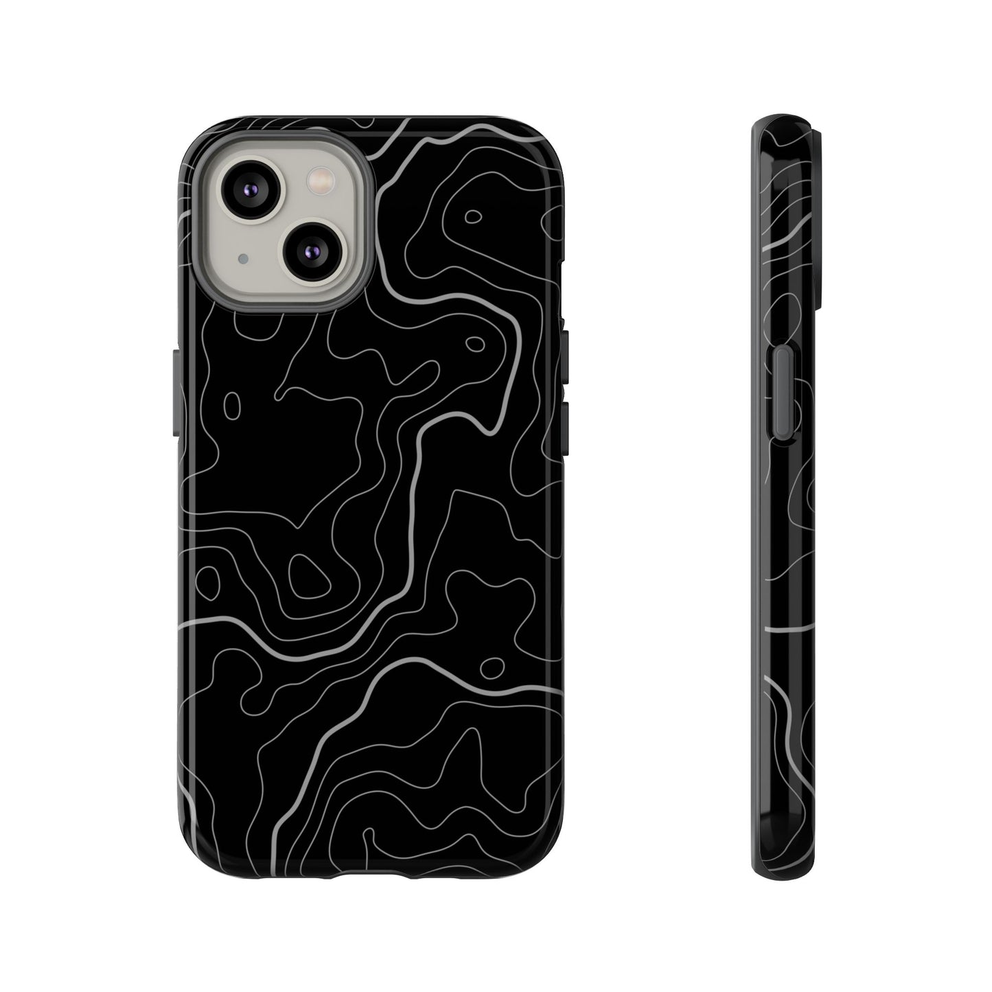 Black Topographic Tough Phone Case