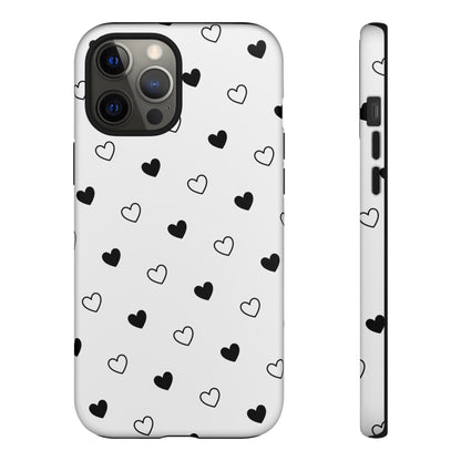 Black Hearts Minimal Tough Phone Case