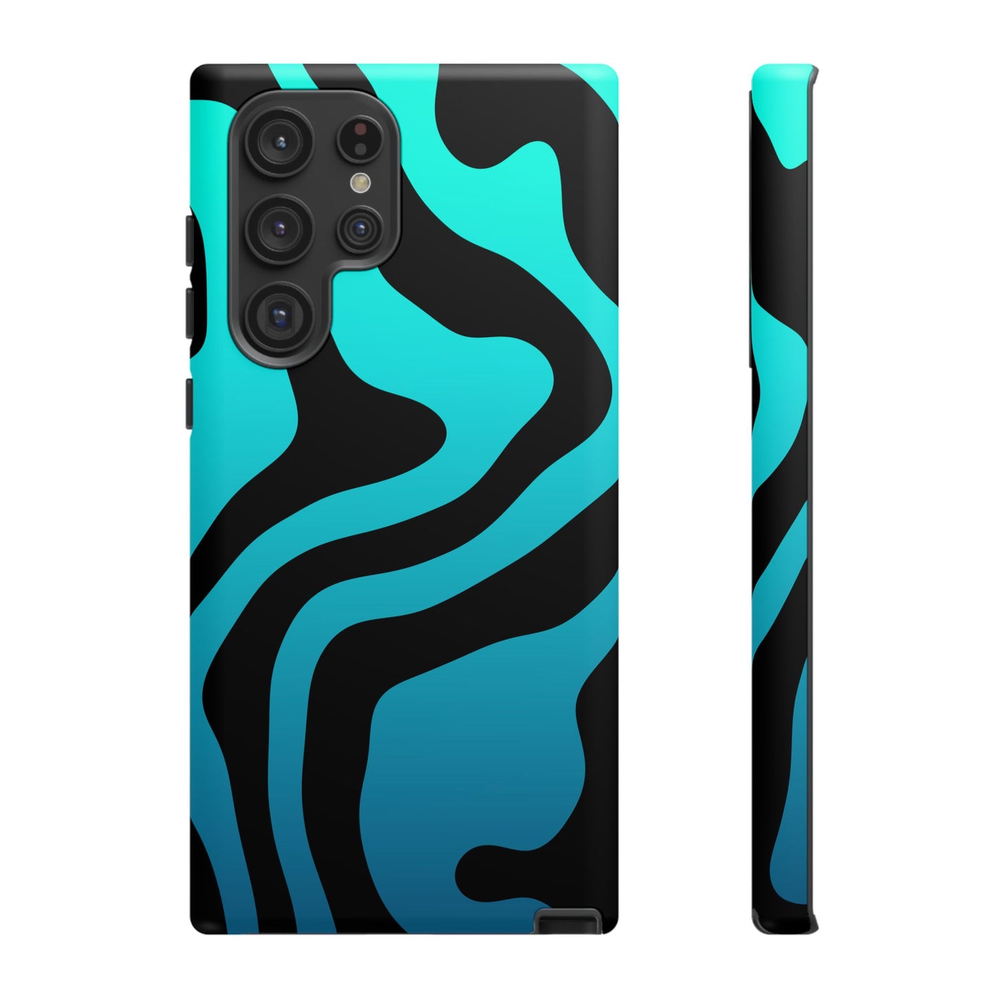 Black Aqua Wave Tough Phone Case