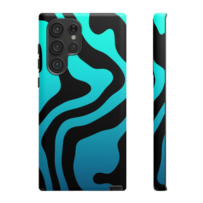 Black Aqua Wave Tough Phone Case