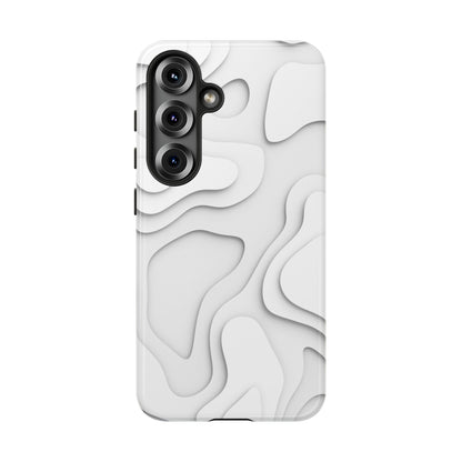 White 3D Topographic Wave Tough Phone Case