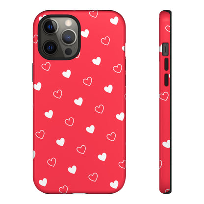 Cherry Red Heart Pattern Tough Phone Case