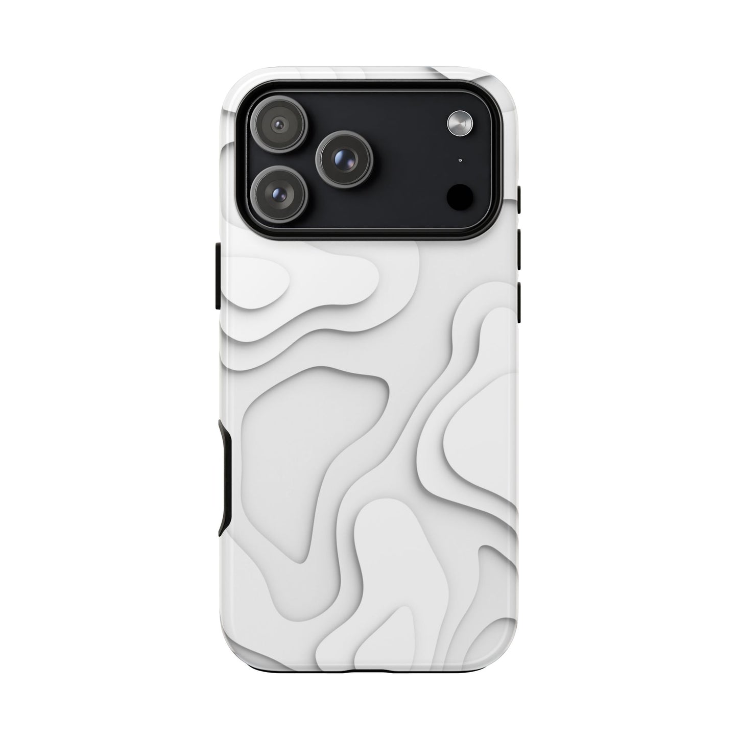 White 3D Topographic Wave Tough Phone Case