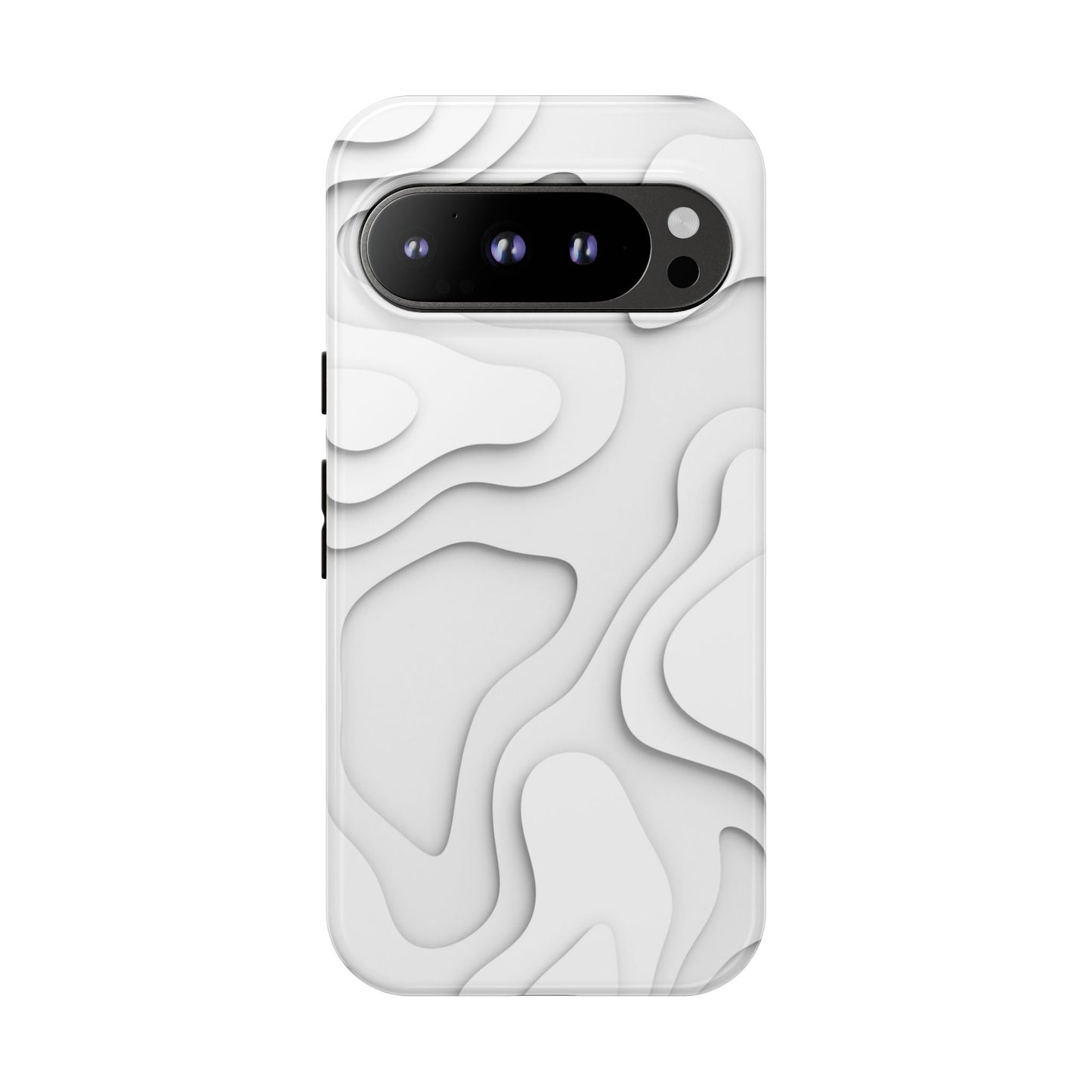 White 3D Topographic Wave Tough Phone Case