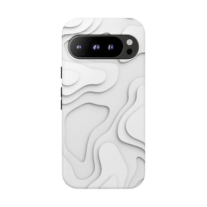 White 3D Topographic Wave Tough Phone Case
