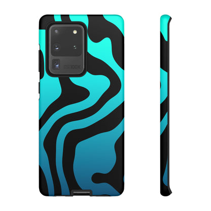 Black Aqua Wave Tough Phone Case