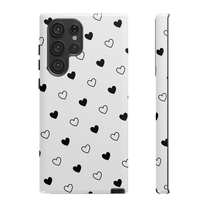 Black Hearts Minimal Tough Phone Case