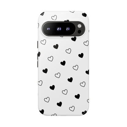 Black Hearts Minimal Tough Phone Case