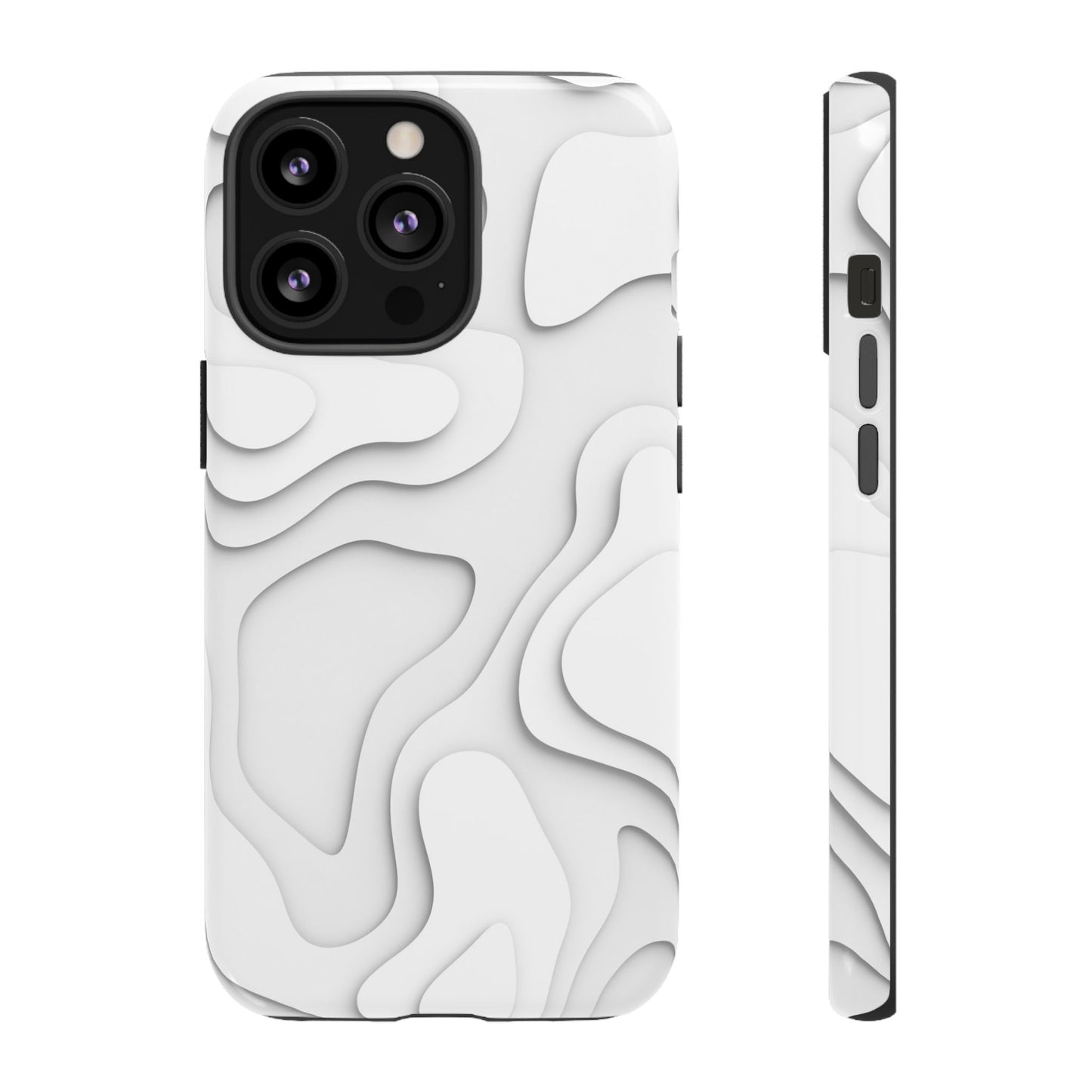 White 3D Topographic Wave Tough Phone Case