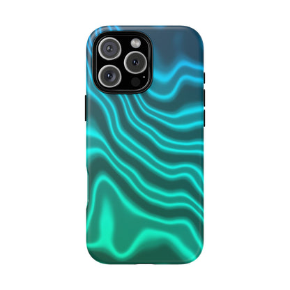 Teal Glow Wave Tough Phone Case