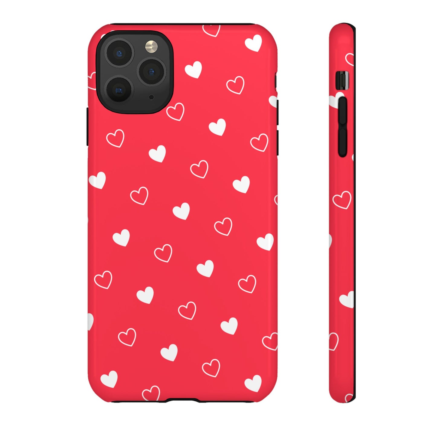 Cherry Red Heart Pattern Tough Phone Case