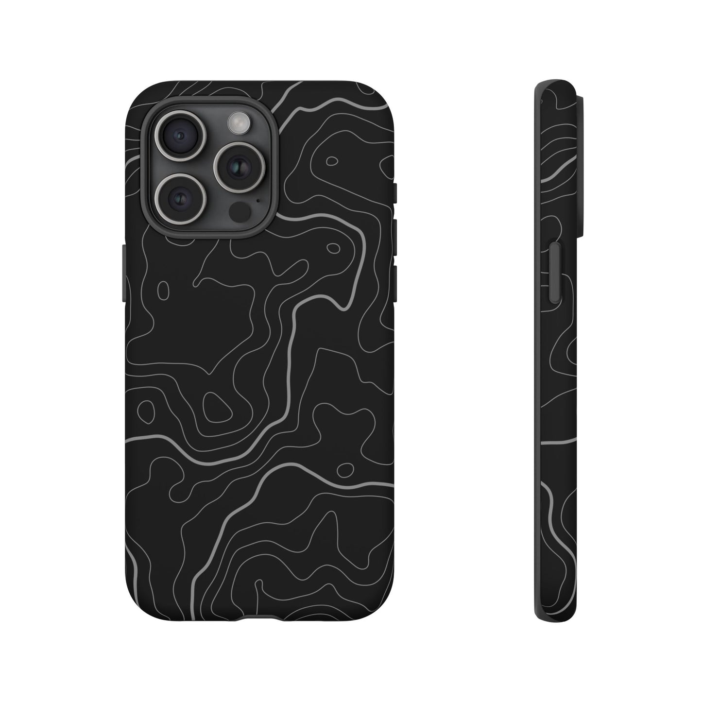 Black Topographic Tough Phone Case