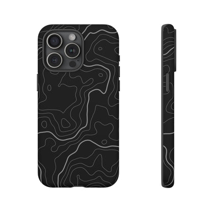 Black Topographic Tough Phone Case