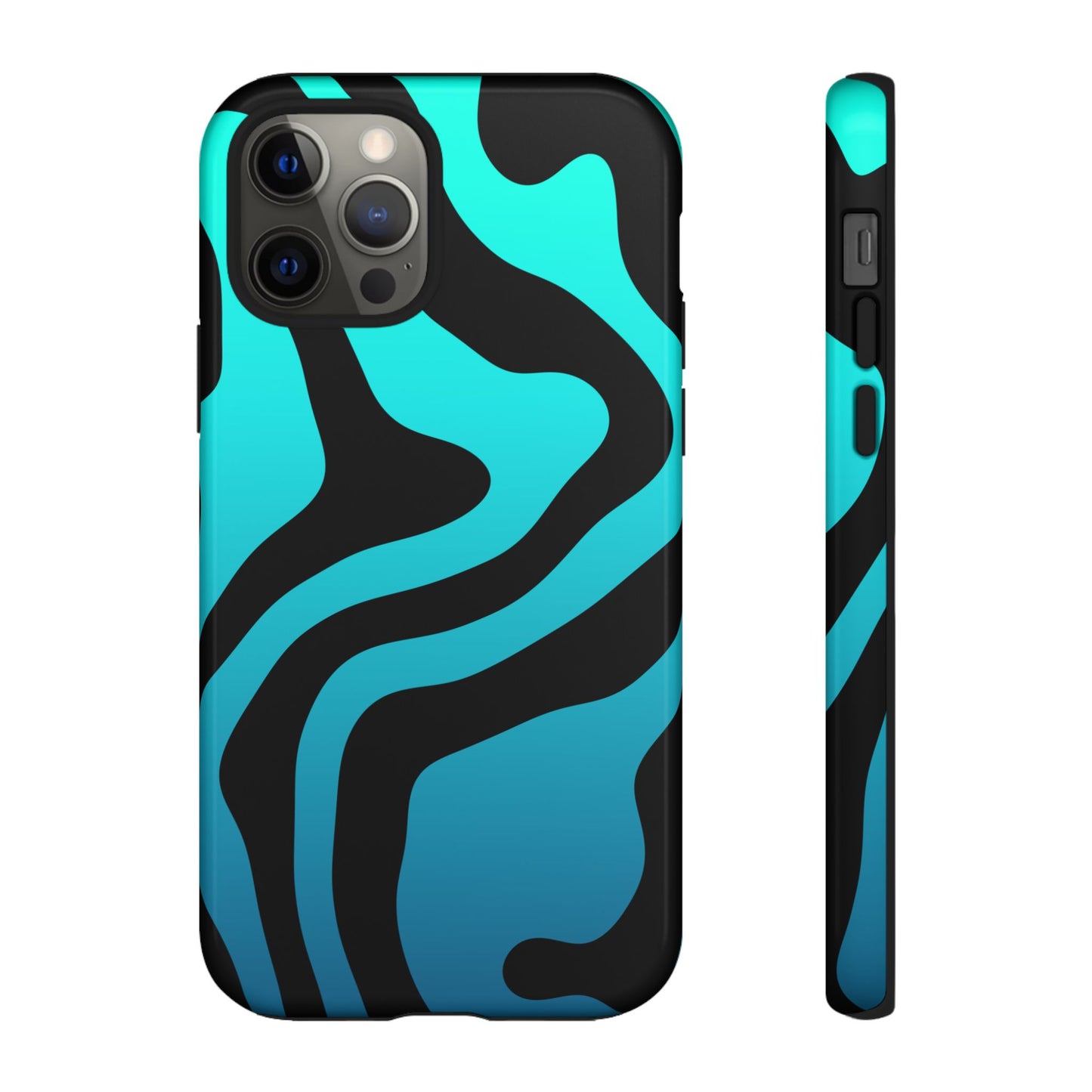 Black Aqua Wave Tough Phone Case