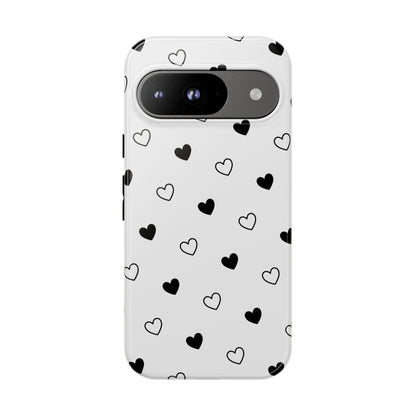 Black Hearts Minimal Tough Phone Case
