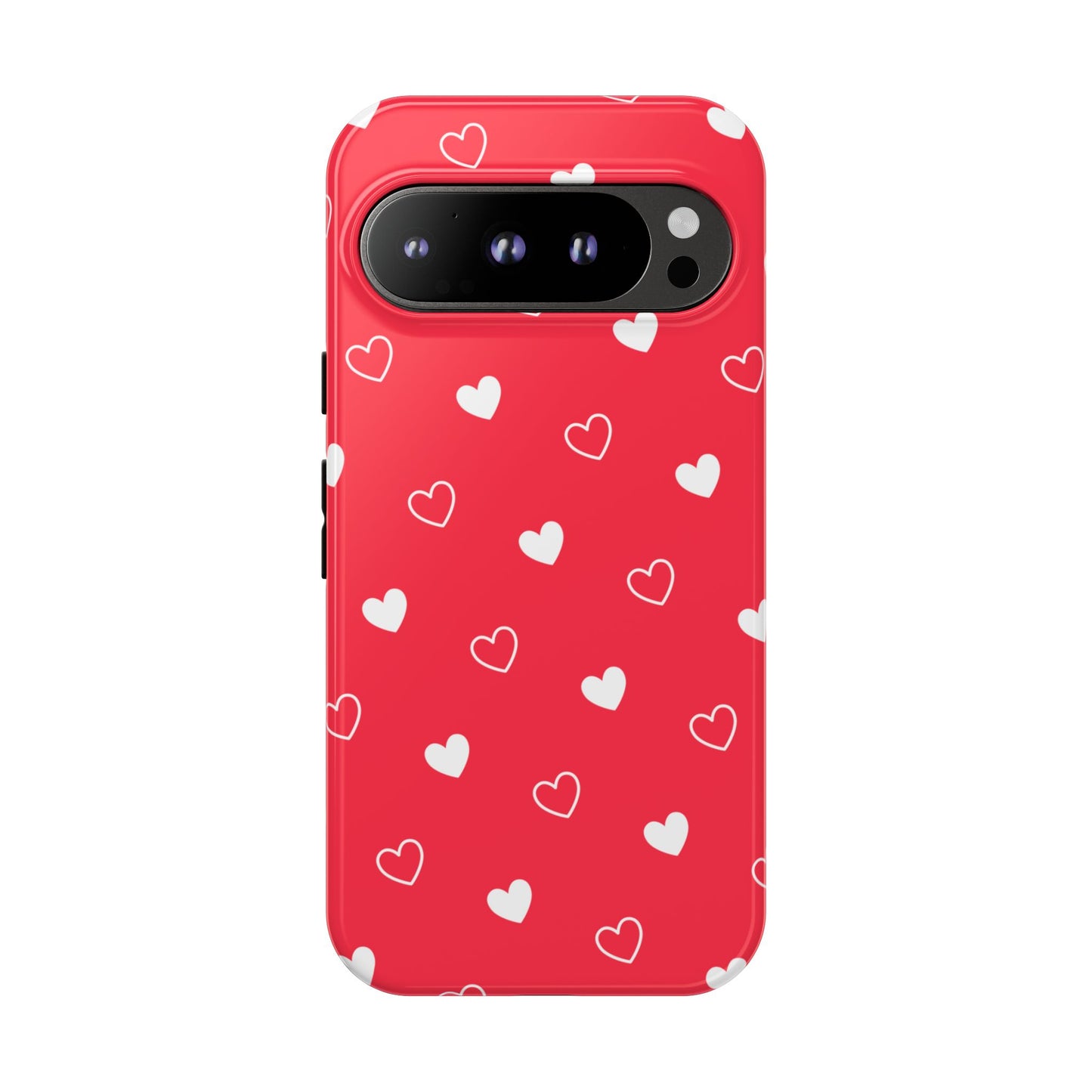 Cherry Red Heart Pattern Tough Phone Case