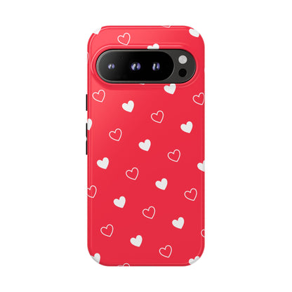 Cherry Red Heart Pattern Tough Phone Case