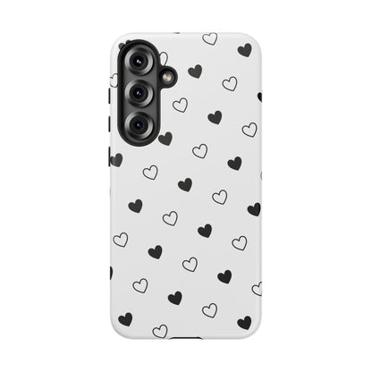 Black Hearts Minimal Tough Phone Case