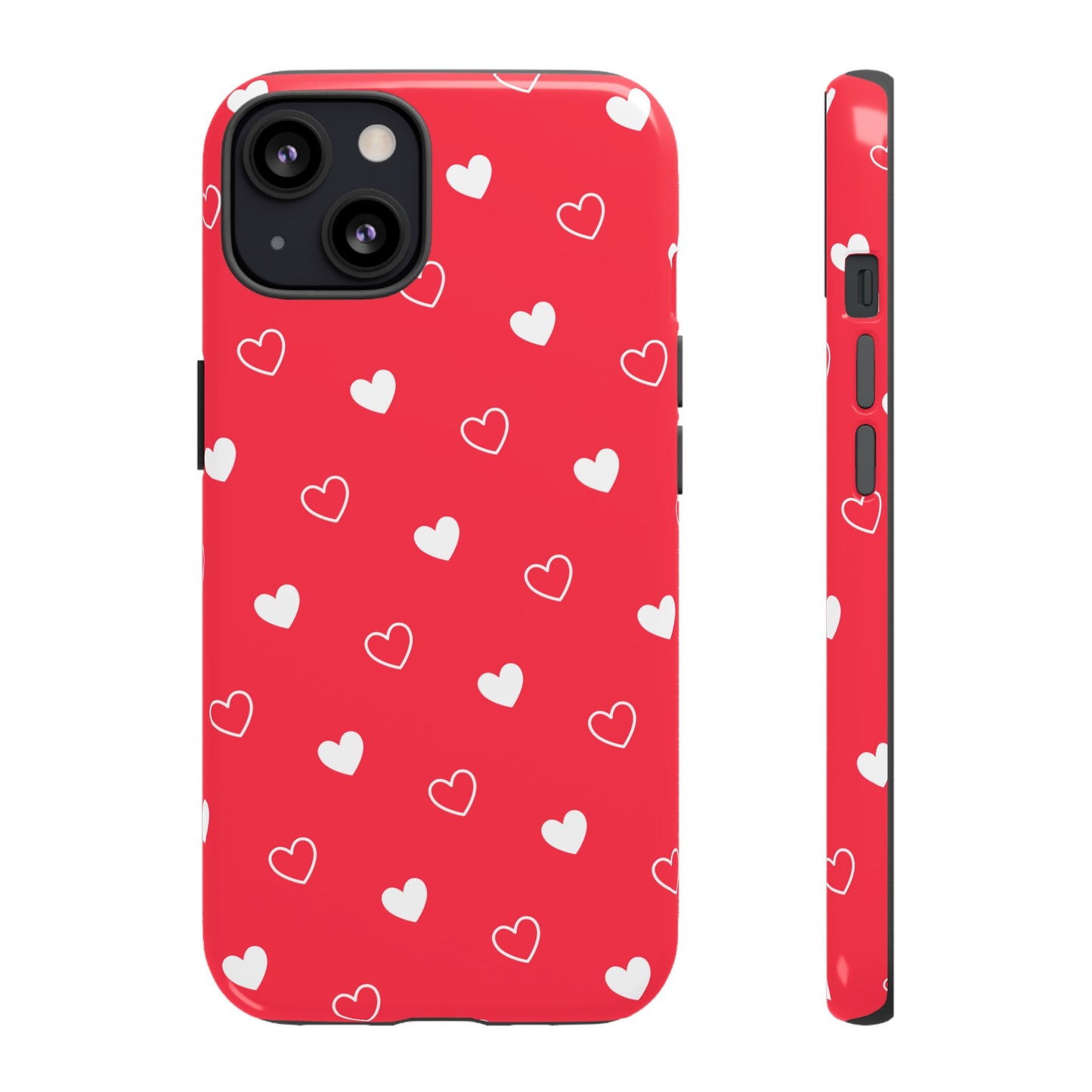 Cherry Red Heart Pattern Tough Phone Case