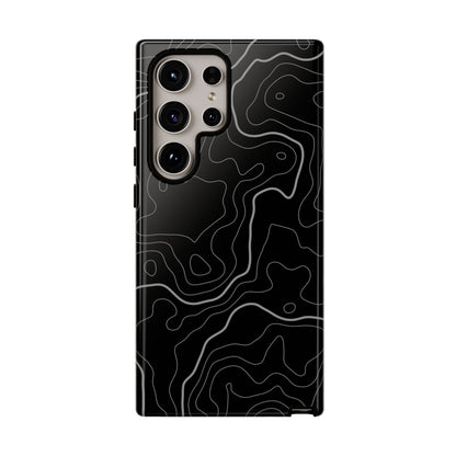 Black Topographic Tough Phone Case