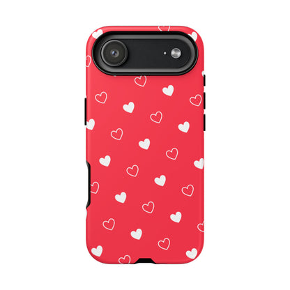 Cherry Red Heart Pattern Tough Phone Case