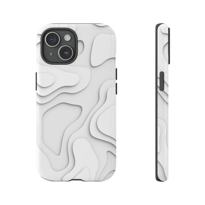 White 3D Topographic Wave Tough Phone Case