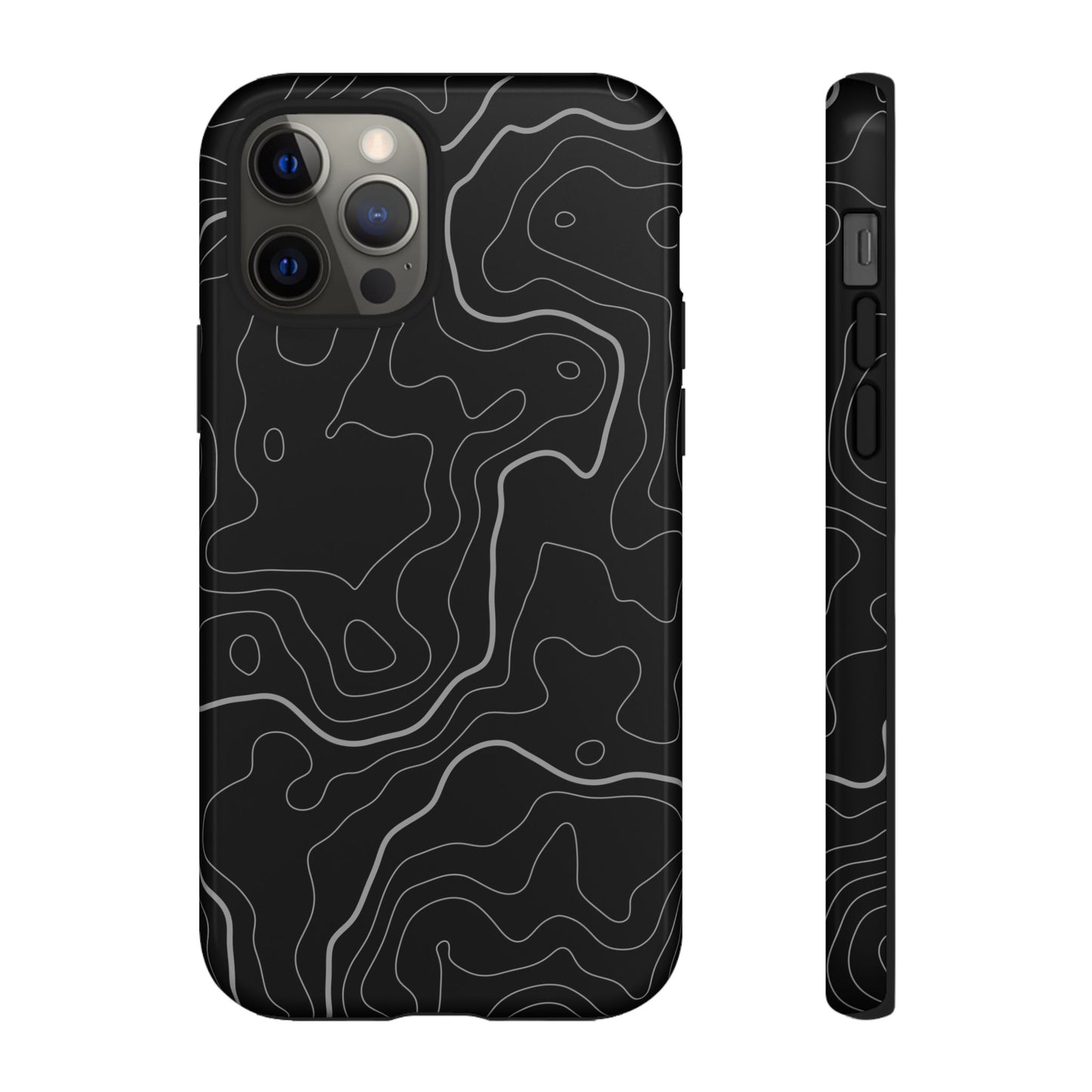 Black Topographic Tough Phone Case