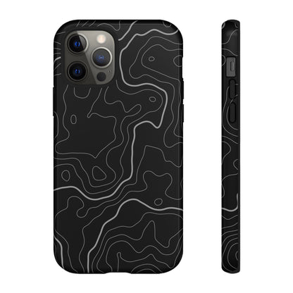 Black Topographic Tough Phone Case