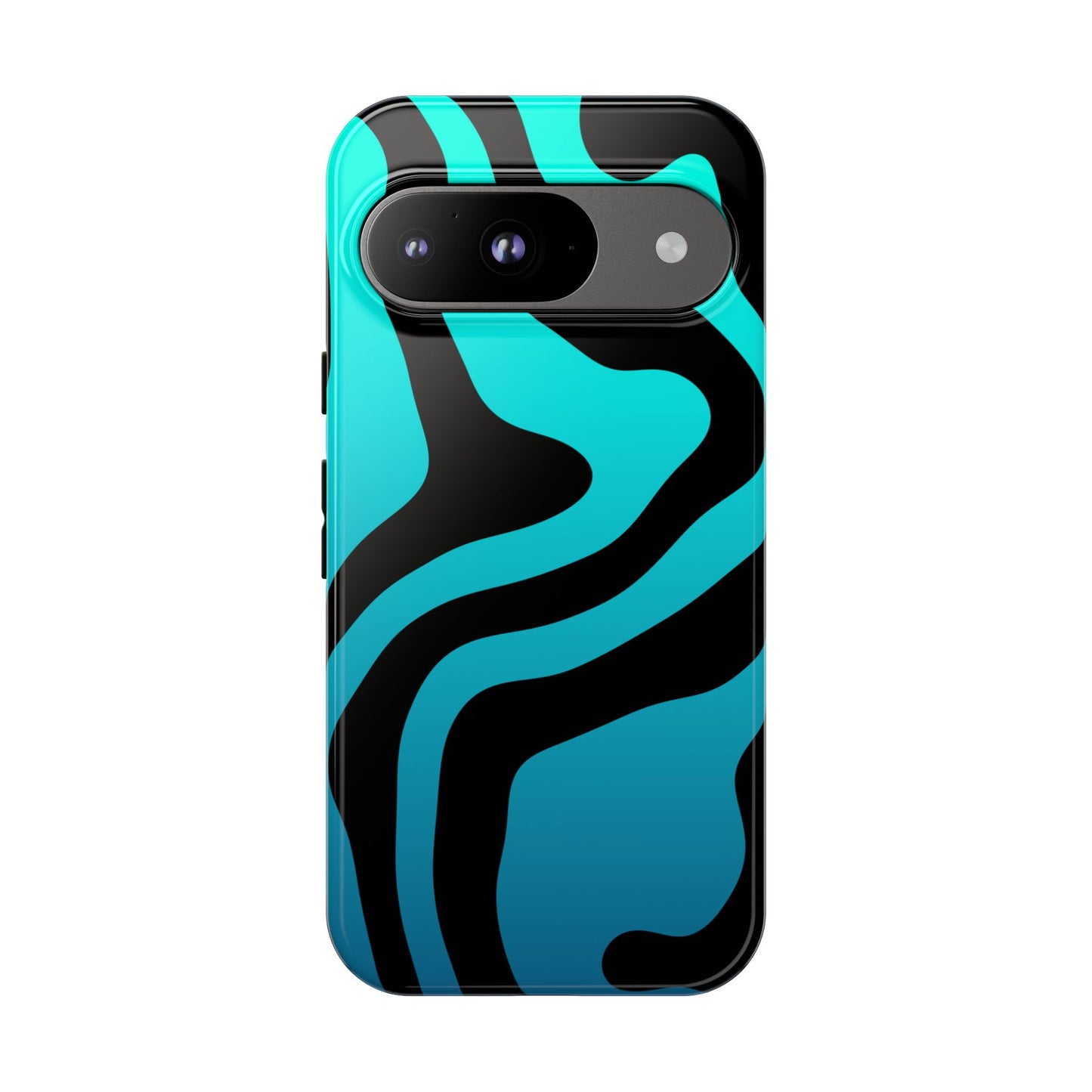 Black Aqua Wave Tough Phone Case