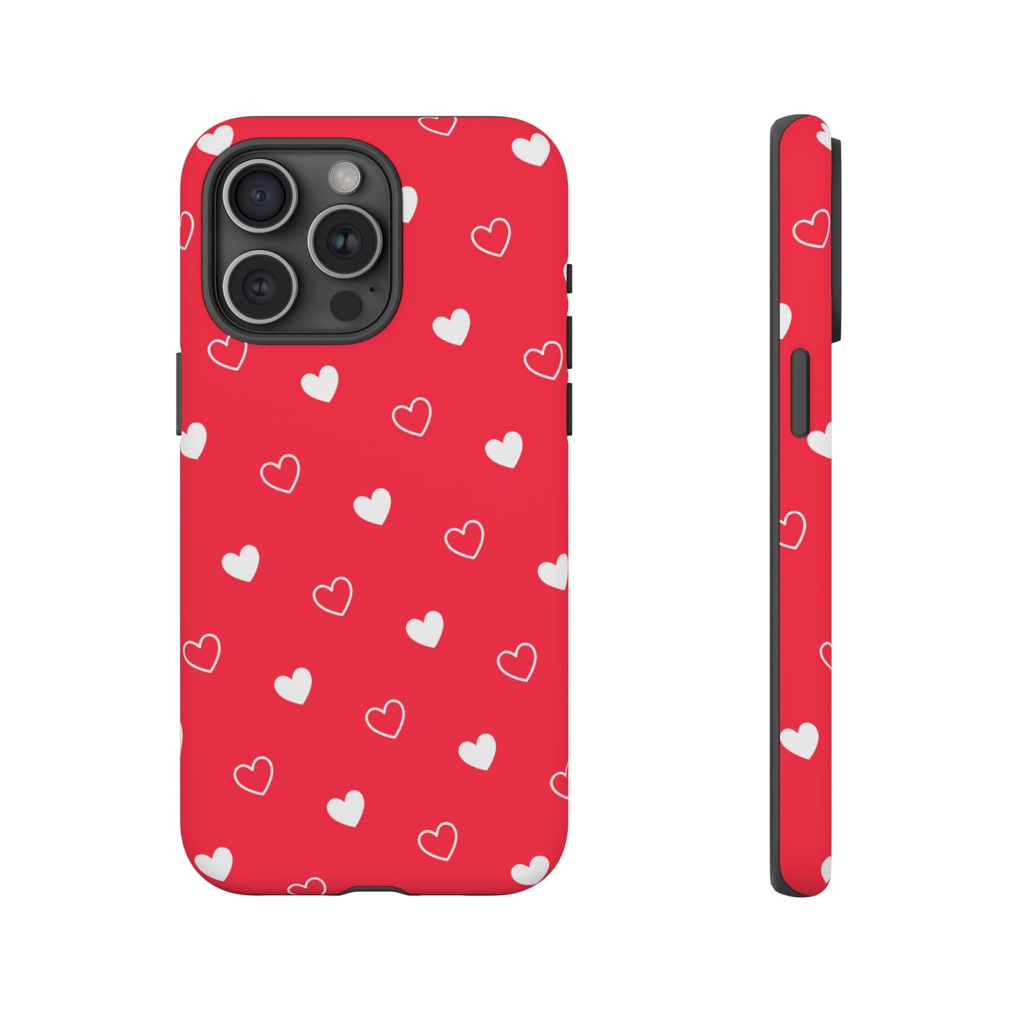 Cherry Red Heart Pattern Tough Phone Case