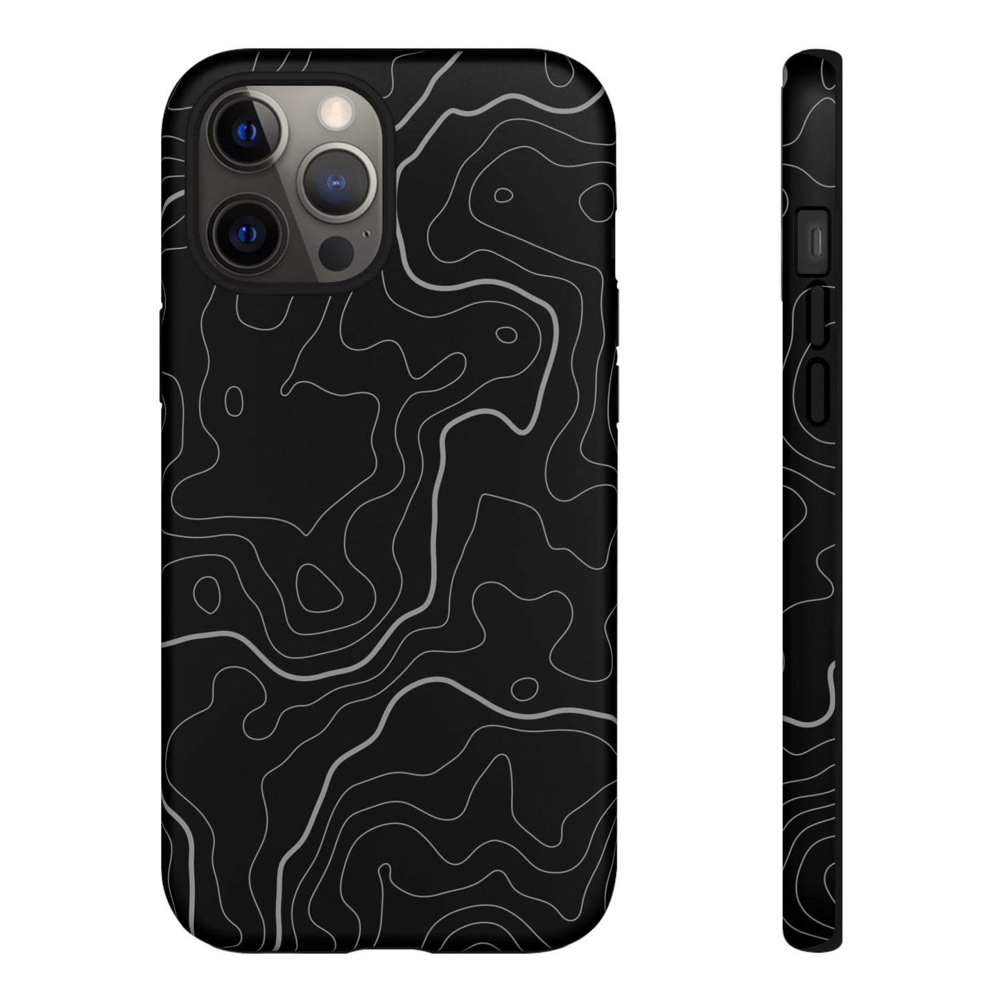 Black Topographic Tough Phone Case
