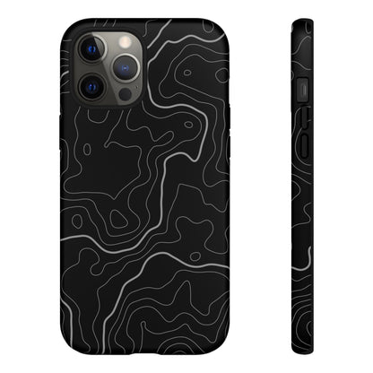 Black Topographic Tough Phone Case