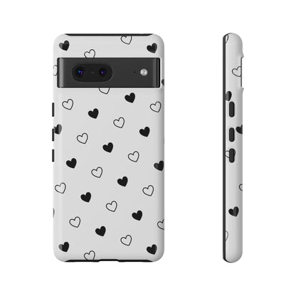Black Hearts Minimal Tough Phone Case