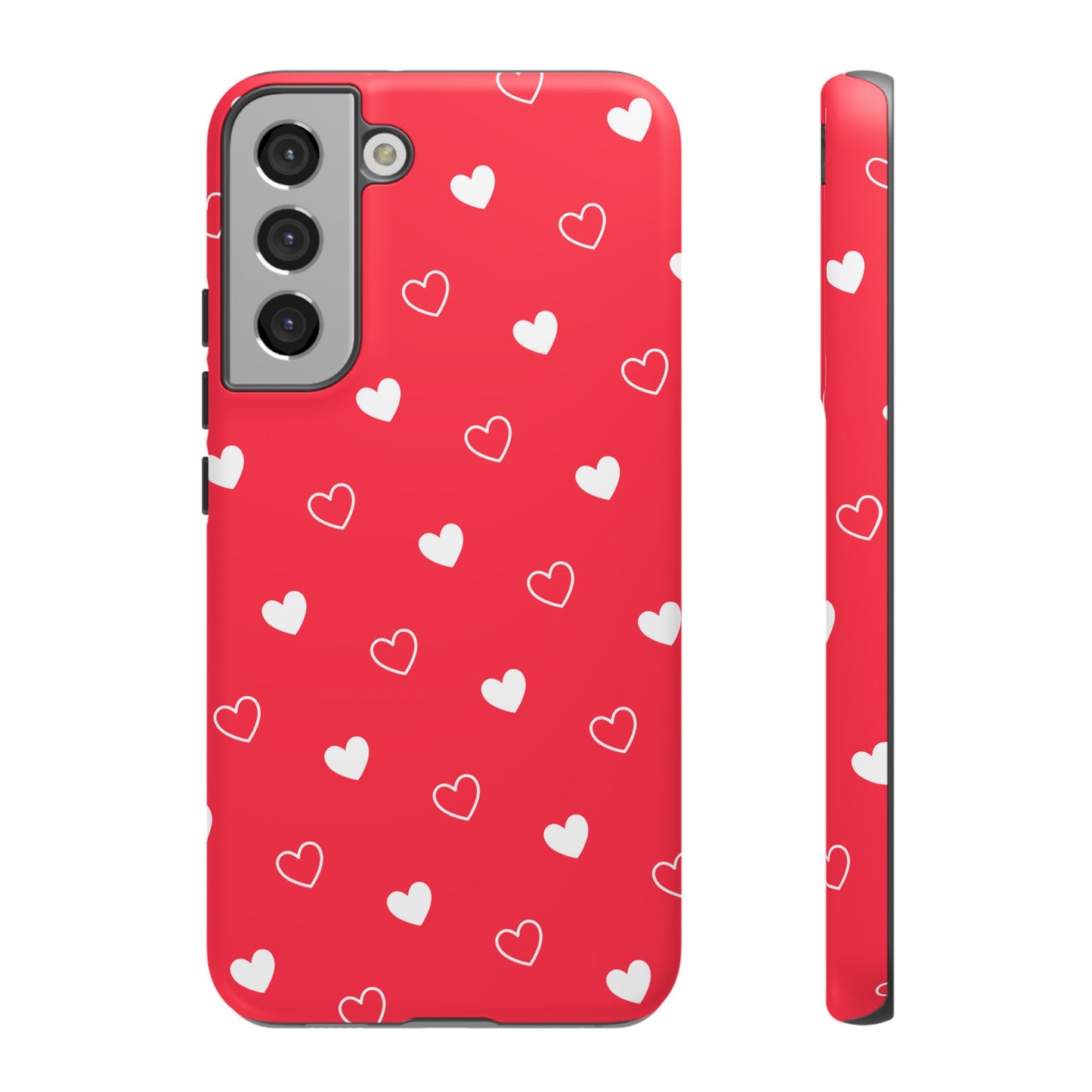 Cherry Red Heart Pattern Tough Phone Case