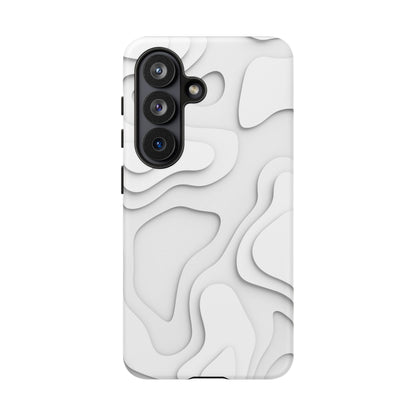 White 3D Topographic Wave Tough Phone Case