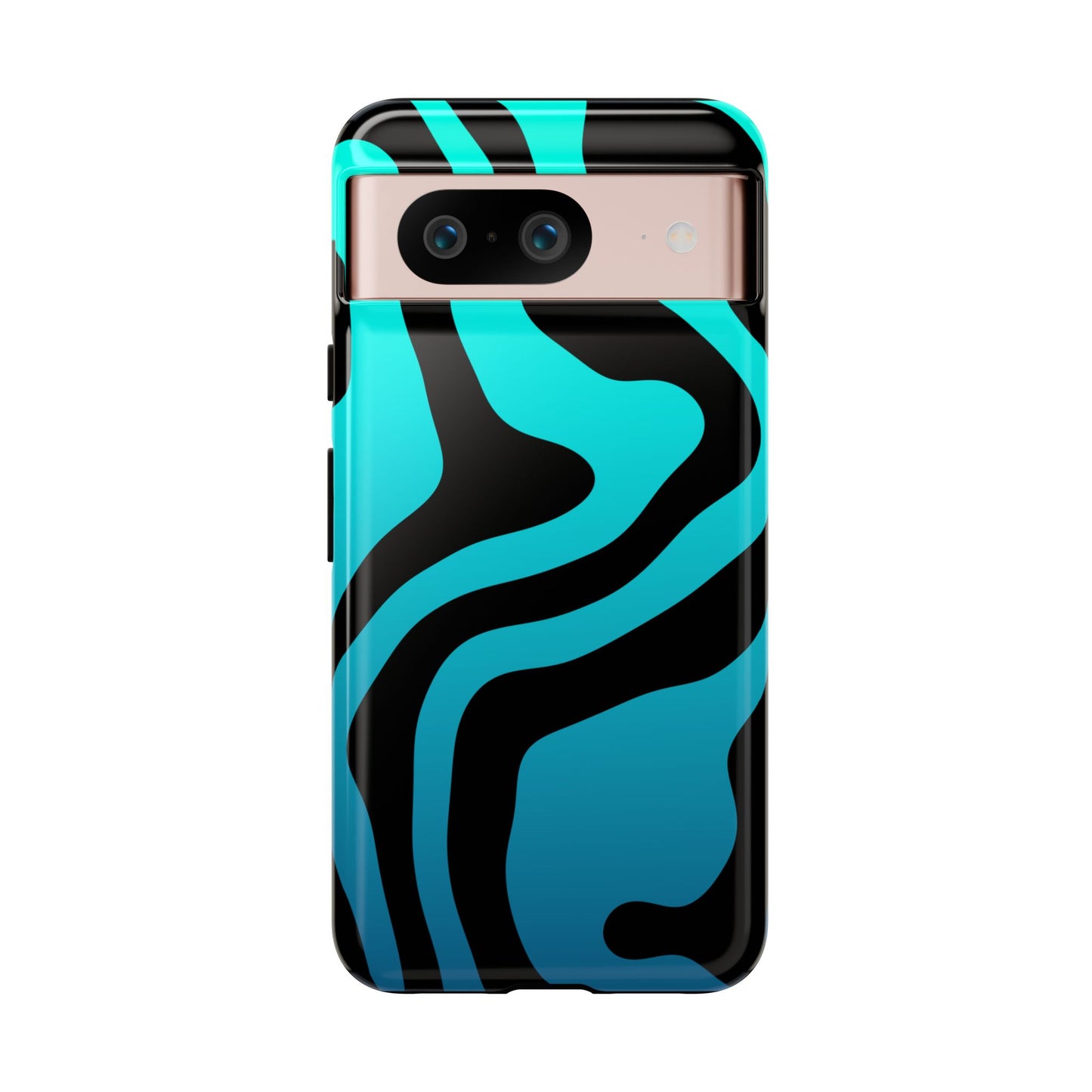 Black Aqua Wave Tough Phone Case