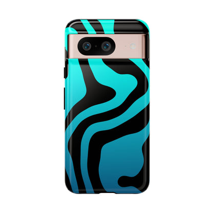 Black Aqua Wave Tough Phone Case