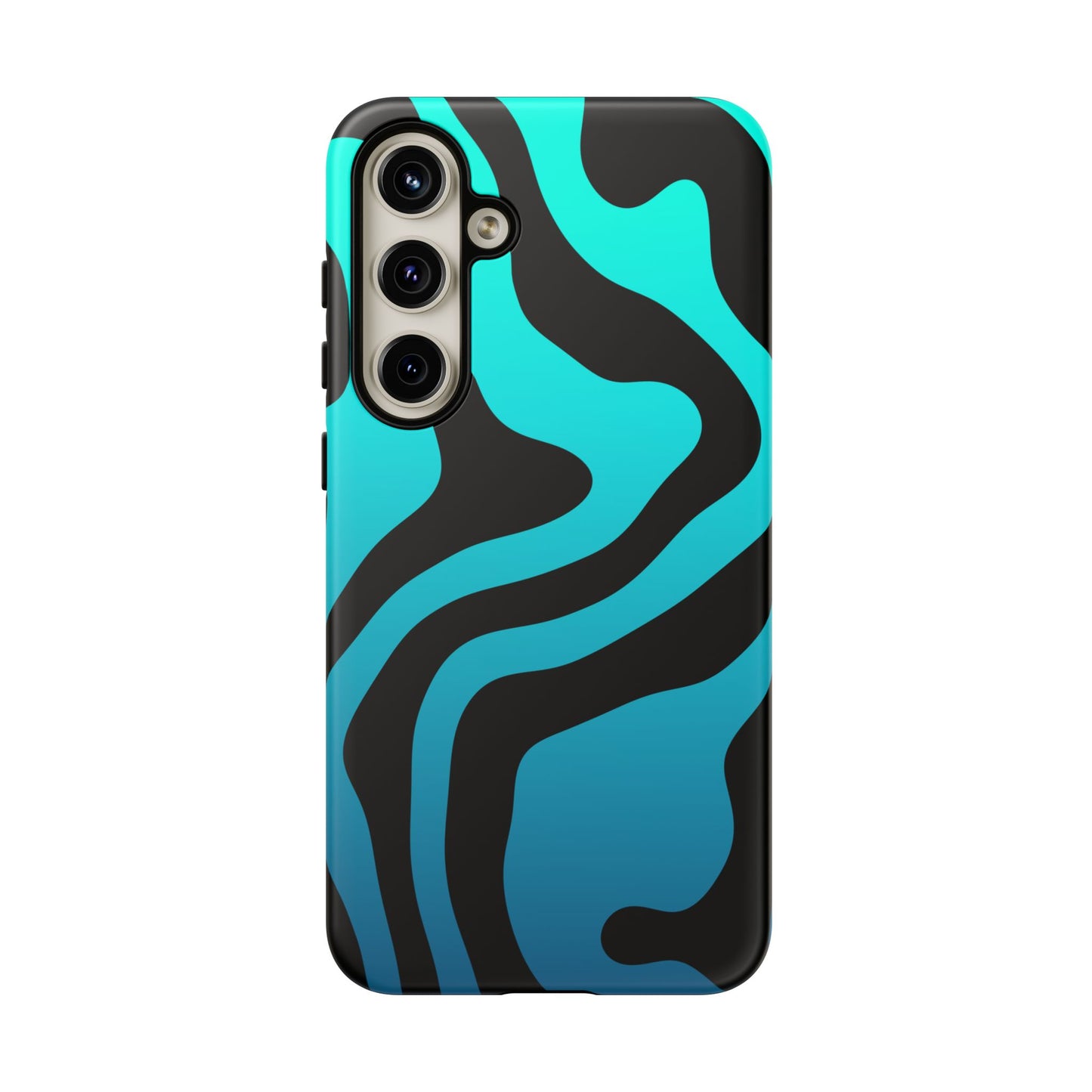 Black Aqua Wave Tough Phone Case