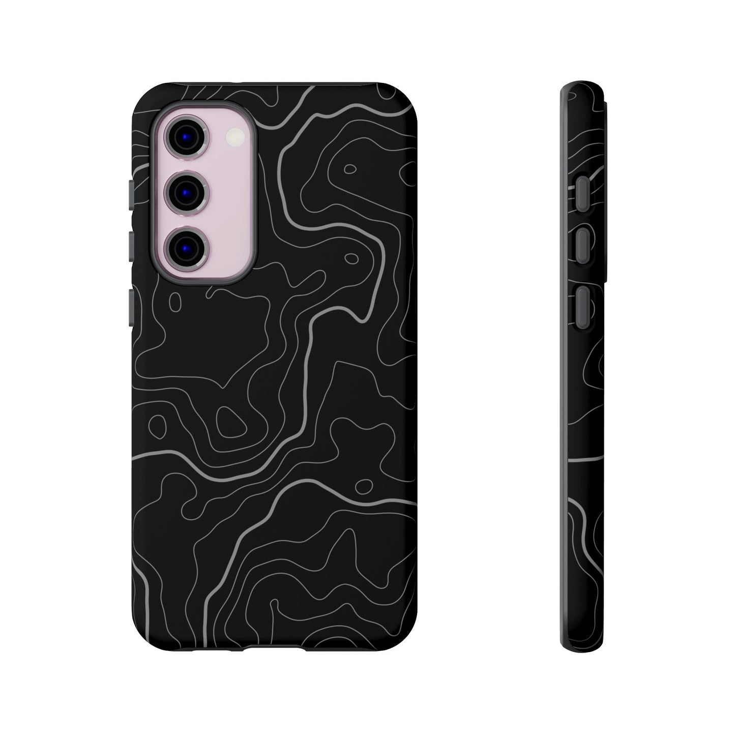 Black Topographic Tough Phone Case