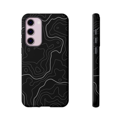 Black Topographic Tough Phone Case