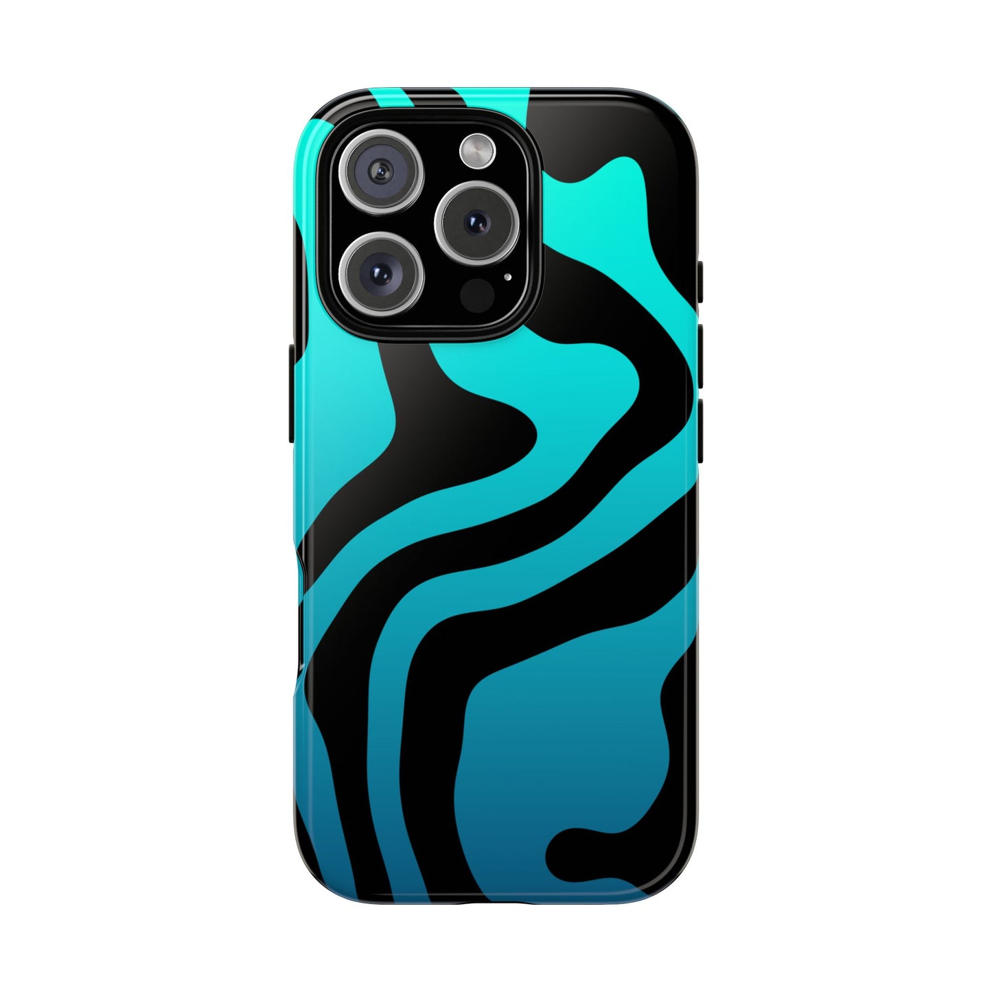 Black Aqua Wave Tough Phone Case