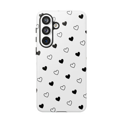 Black Hearts Minimal Tough Phone Case