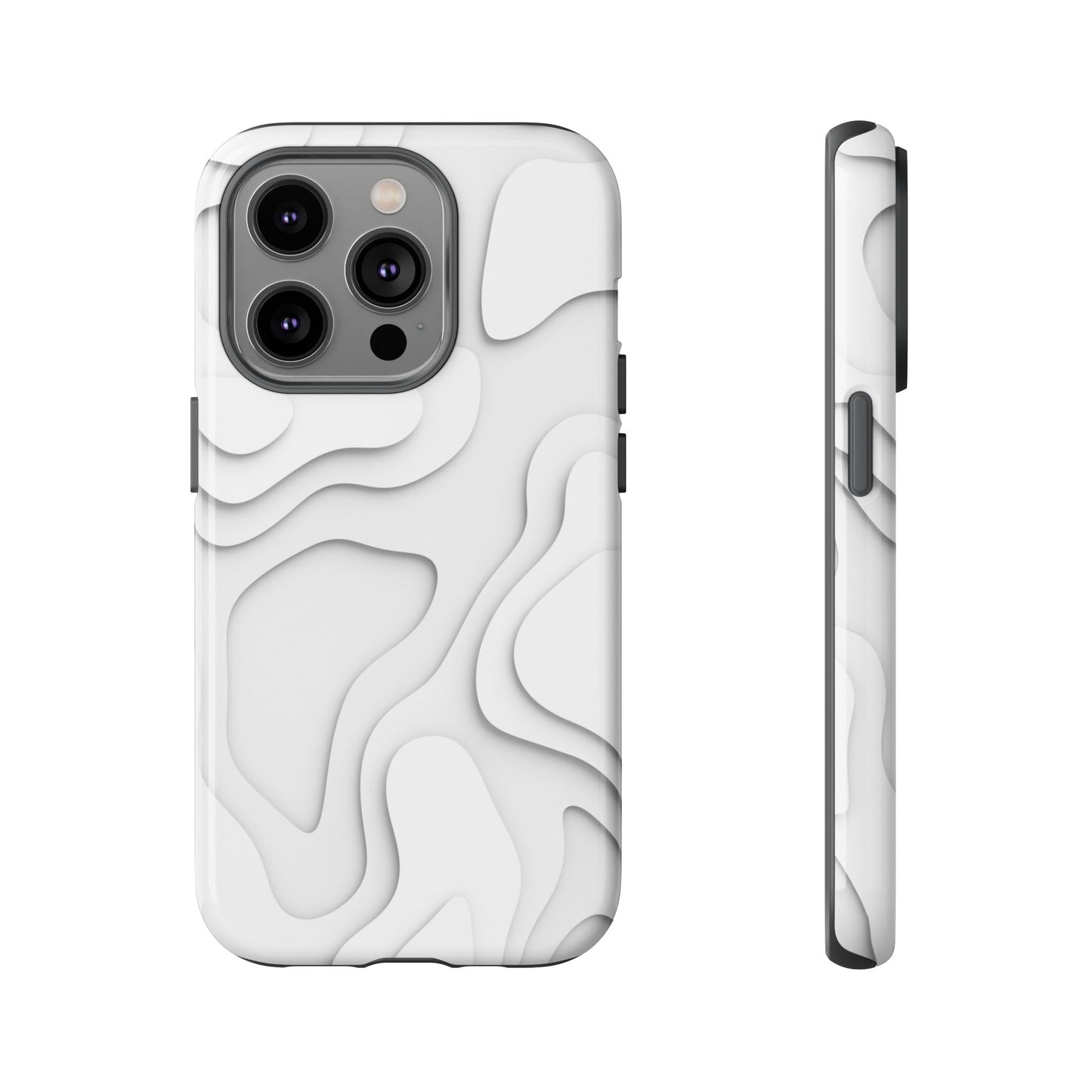 White 3D Topographic Wave Tough Phone Case