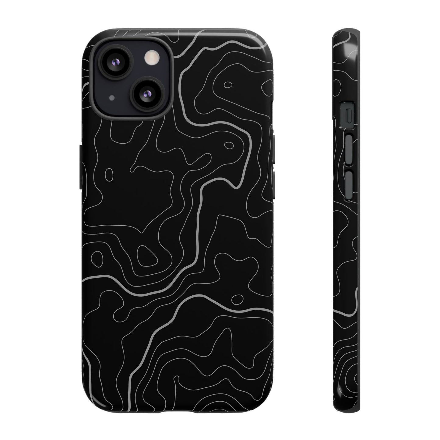 Black Topographic Tough Phone Case