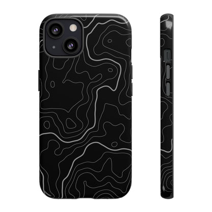 Black Topographic Tough Phone Case